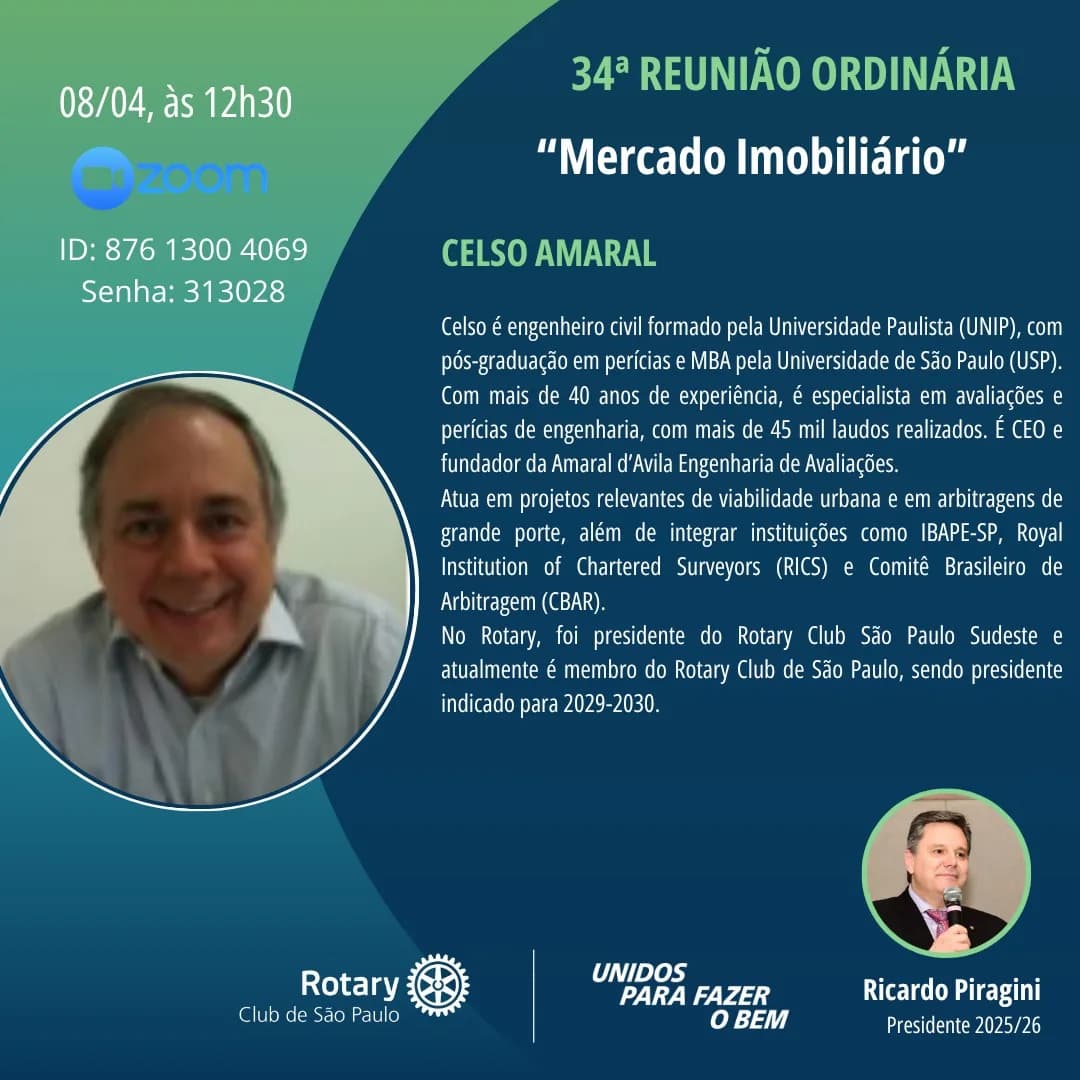 34ª Reunião Ordinária - Rotary Clube de São Paulo