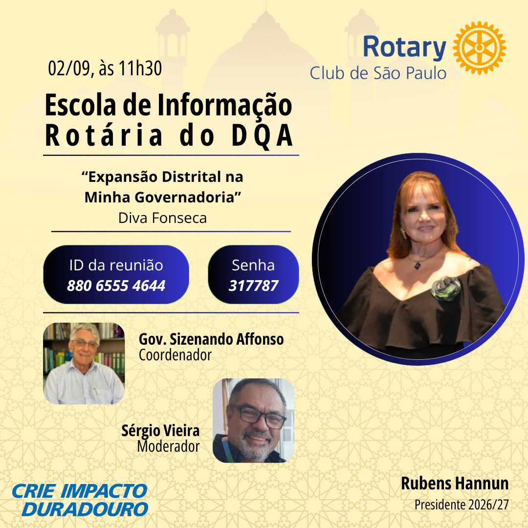 Escola de Informação Rotária com Diva Fonseca, em 2 de setembro às 11h30